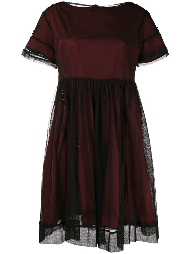 's Max Mara Mesh Overlay Boat Neck Dress - Black