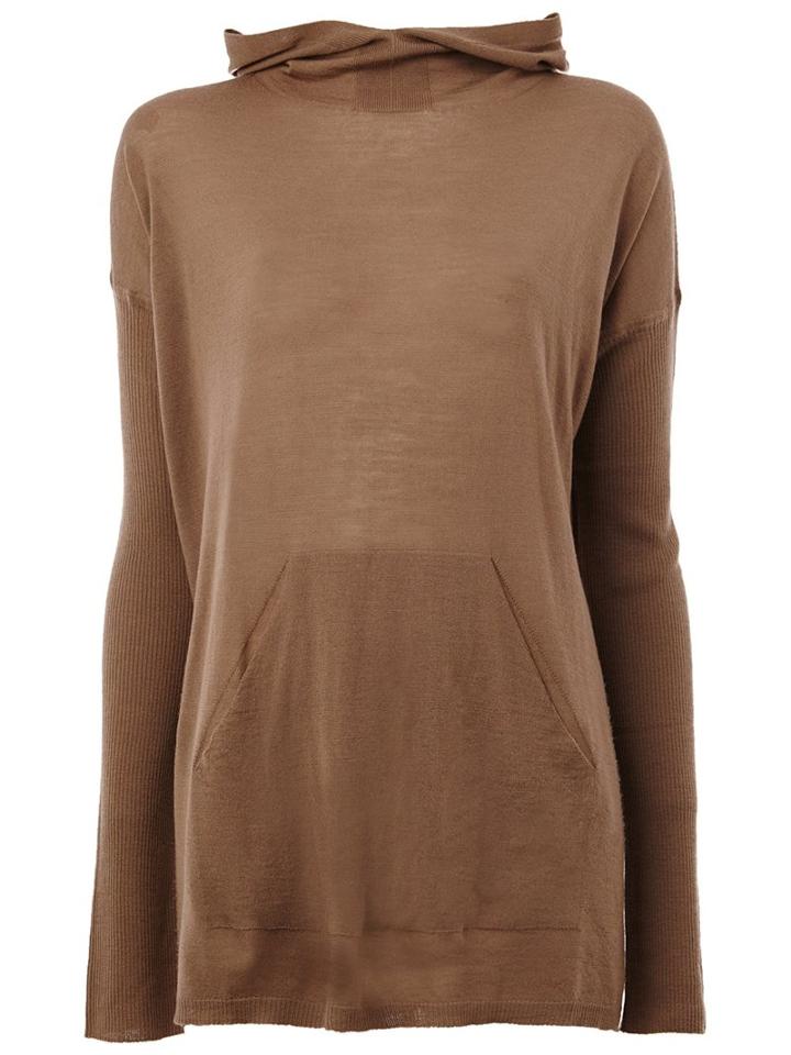 Rick Owens Hooded Jumper, Women's, Size: Medium, Brown, Virgin Wool