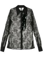 Zambesi Floral Embroidered Sheer Shirt - Black