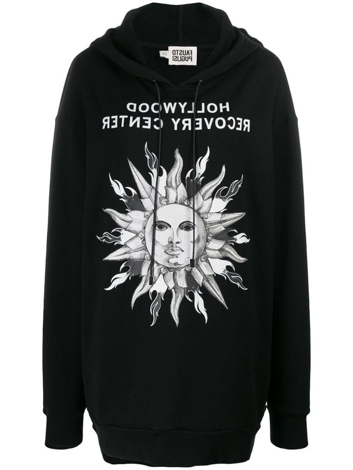 Fausto Puglisi Oversized Sun-print Dhoodie - Black