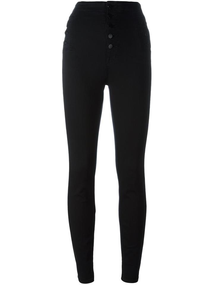 J Brand Buttoned Skinny Jeans, Women's, Size: 28, Black, Cotton/polyester/lyocell/spandex/elastane
