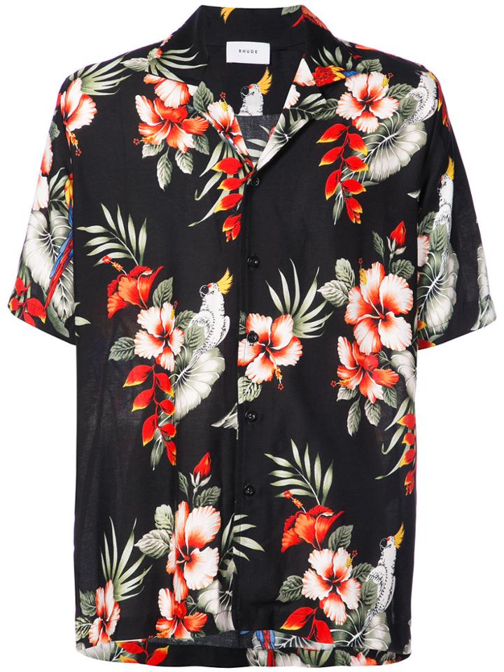 Rhude Floral Print Shirt - Black