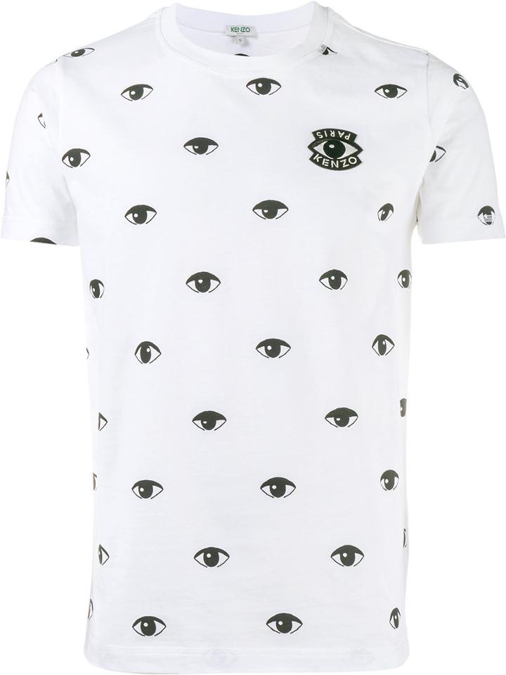 Kenzo Allover Eyes Print T-shirt, Men's, Size: Medium, White, Cotton