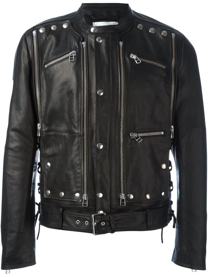 Faith Connexion Studded Leather Jacket, Men's, Size: Large, Black, Cotton/polyester/leather