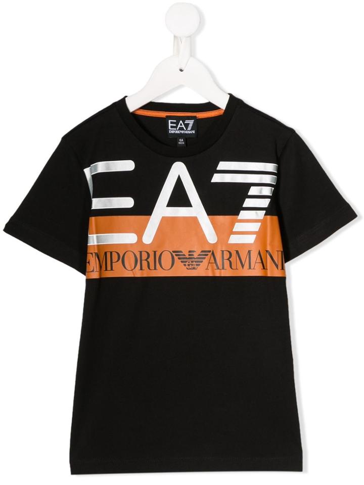 Emporio Armani Kids Teen Regular-fit Ea7 T-shirt - Black