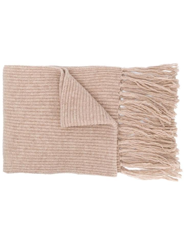 Ami Alexandre Mattiussi Ribbed Scarf Ami De Coeur Patch - Neutrals