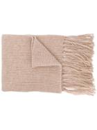 Ami Alexandre Mattiussi Ribbed Scarf Ami De Coeur Patch - Neutrals