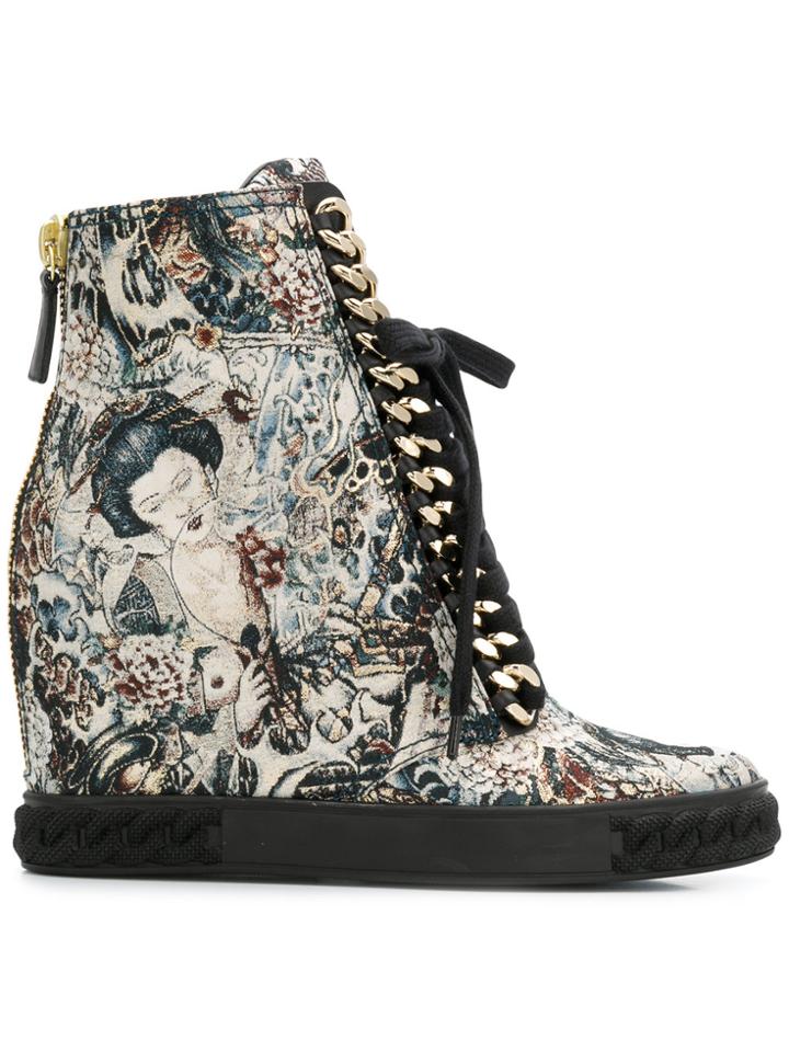 Casadei Printed Wedge Sneakers - Multicolour