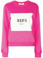 Msgm - Logo Print Sweatshirt - Women - Cotton - L, Pink/purple, Cotton