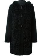 Blancha Button Fastening Hooded Coat, Women's, Size: 42, Black, Goat Skin