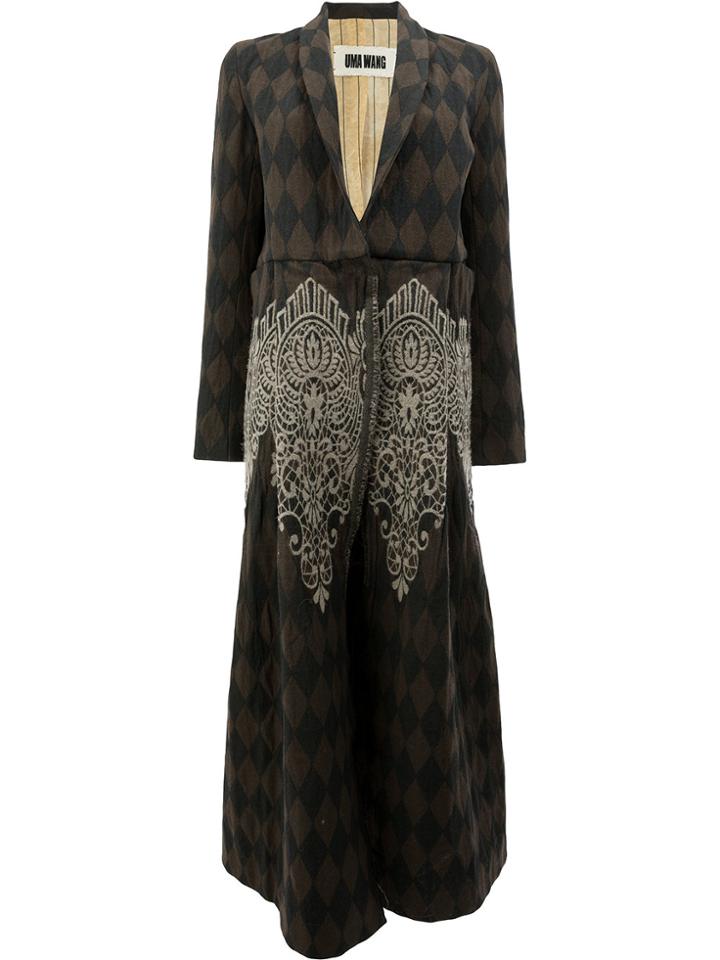 Uma Wang Long Patterned Coat - Brown