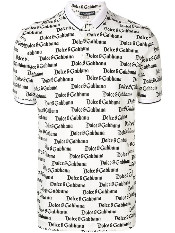 Dolce & Gabbana Logo Print Polo Shirt - White