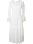 Saint Laurent Broderie Anglaise Long Dress - White