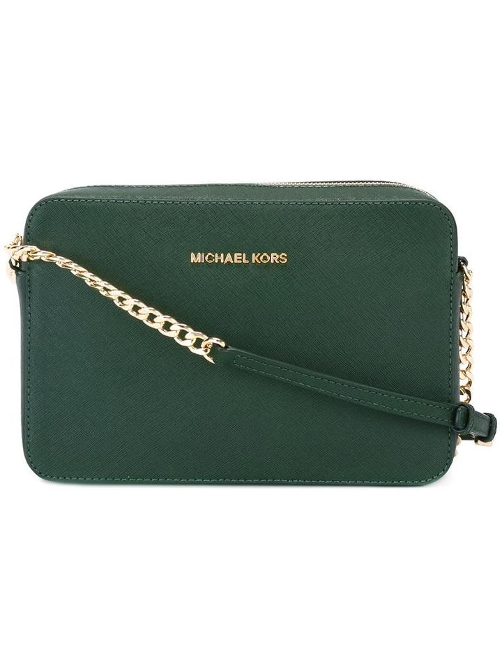 Michael Kors Top Zip Crossbody Bag, Women's, Green, Leather