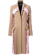 Msgm Ruffled Coat, Women's, Size: 44, Brown, Polyamide/wool