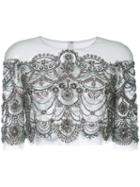 Monique Lhuillier - Embellished Sheer Capelet - Women - Nylon - 14, Grey, Nylon