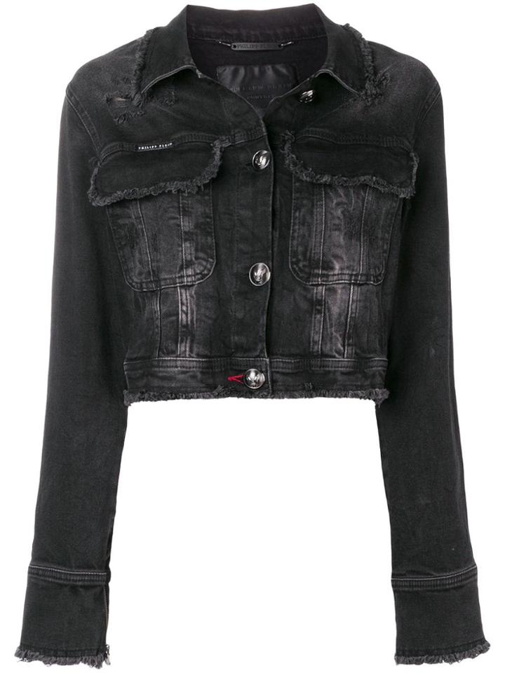 Philipp Plein Cropped Denim Jacket - Black