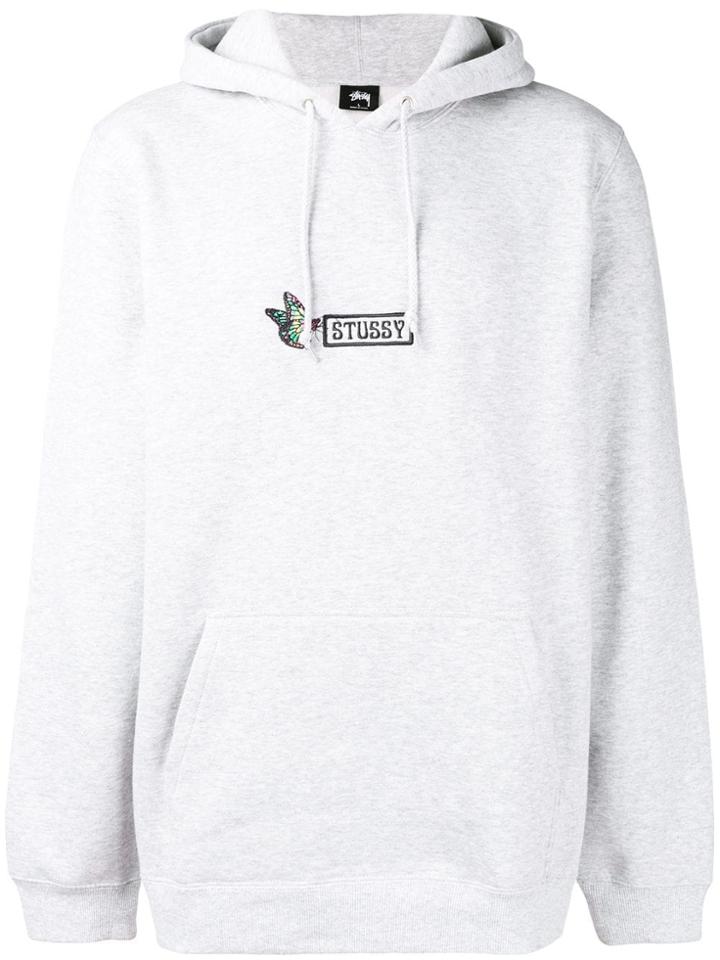 Stussy Logo Butterfly Hoodie - Grey