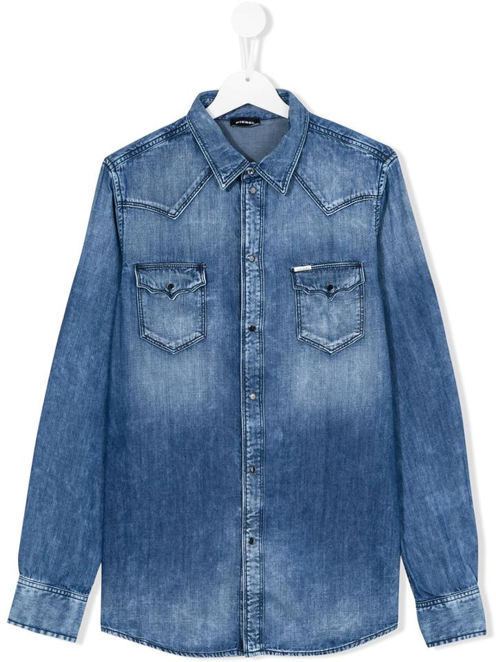 Diesel Kids - Denim Shirt - Kids - Cotton/spandex/elastane - 6 Yrs, Boy's, Blue