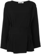Jil Sander - Gathered Detail Blouse - Women - Polyamide/spandex/elastane/acetate/wool - 38, Black, Polyamide/spandex/elastane/acetate/wool