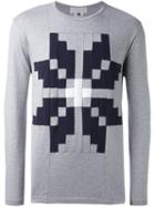 Ganryu Comme Des Garcons Geometric Motif Sweatshirt, Men's, Size: Large, Grey, Cotton/polyester
