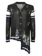 Maison Mihara Yasuhiro Distressed Cardigan, Men's, Size: 48, Black, Cotton/acrylic