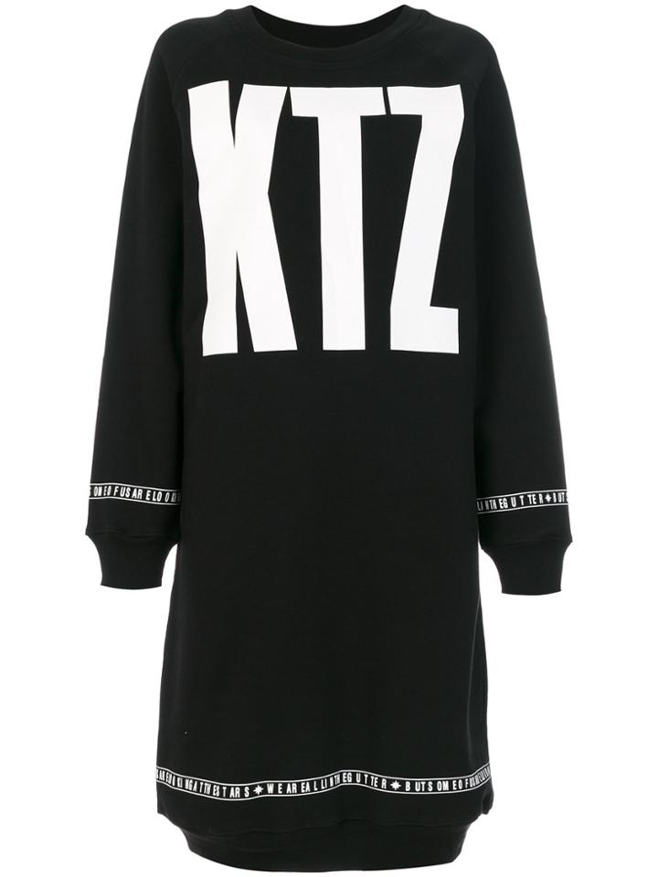 Ktz Ktz Long Printed Sweatshirt Dress - Black
