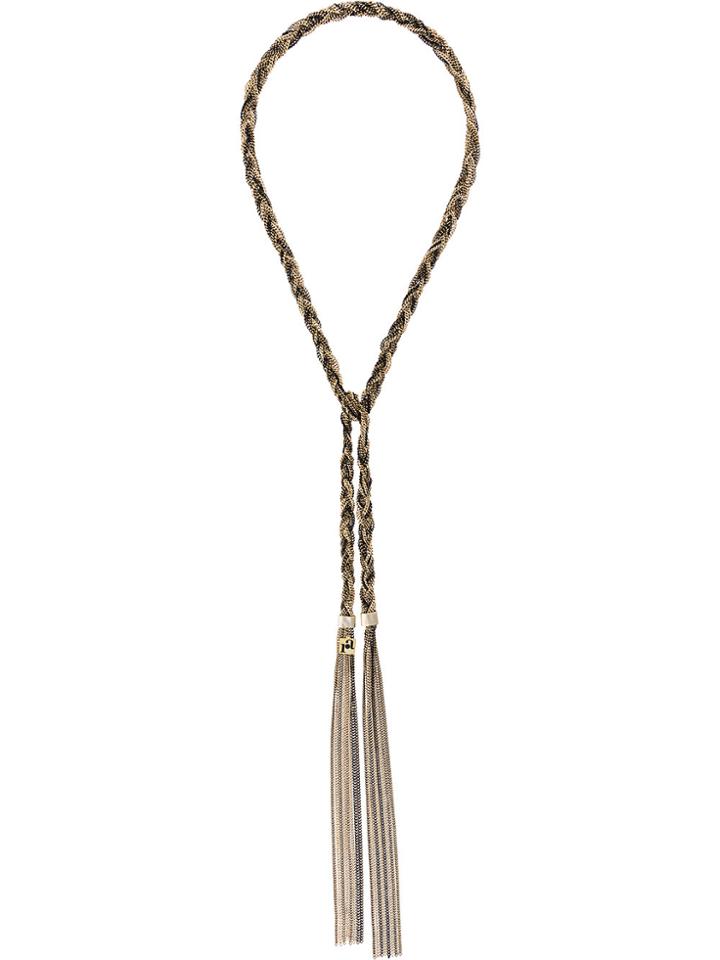 Rosantica Hanging Tassel Necklace - Brown