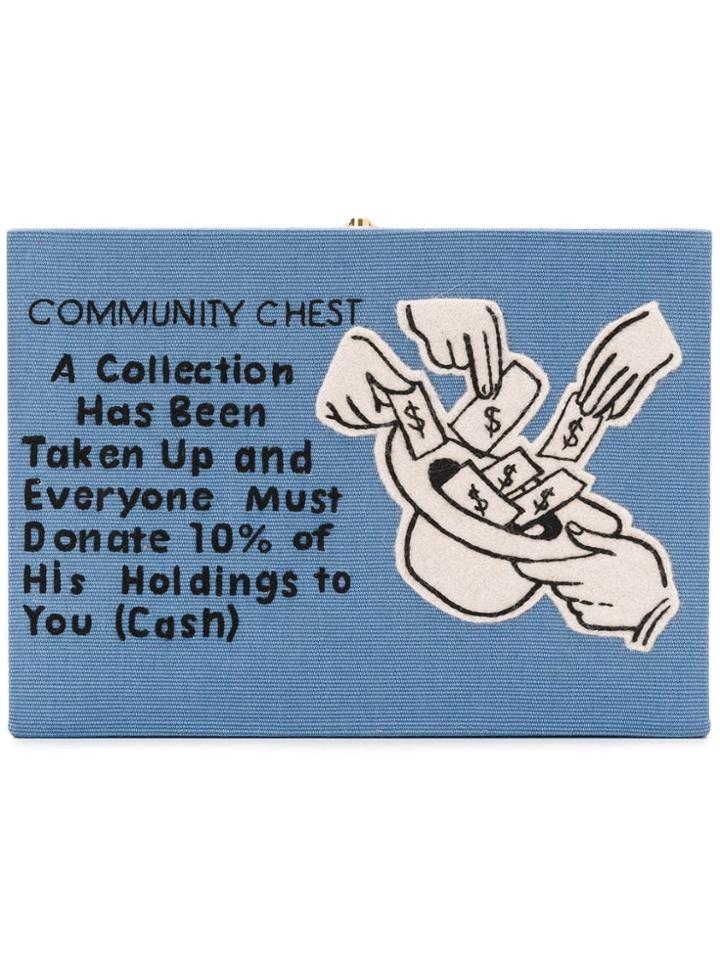 Olympia Le-tan Community Chest Clutch Bag - Blue