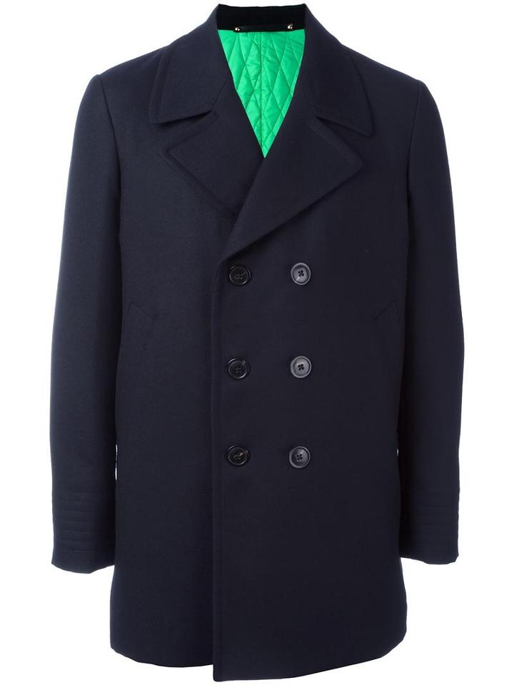 Paul Smith 'a Coat To Travel In' Peacoat, Men's, Size: Large, Blue, Wool/cupro