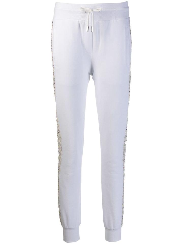Philipp Plein Crystal Embellished Track Pants - White