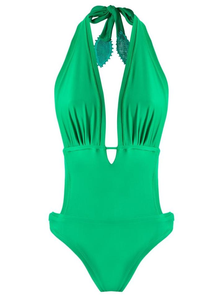 Martha Medeiros Halterneck Swimsuit, Women's, Size: G, Green, Polyamide/spandex/elastane