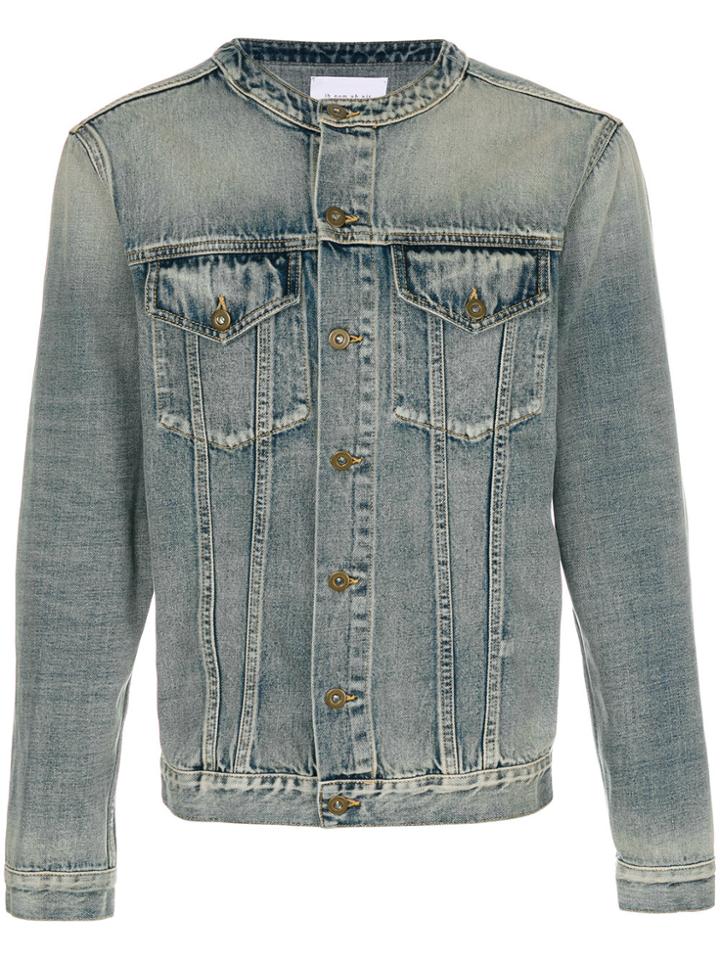 Ih Nom Uh Nit Denim Band-collar Jacket - Blue