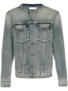 Ih Nom Uh Nit Denim Band-collar Jacket - Blue