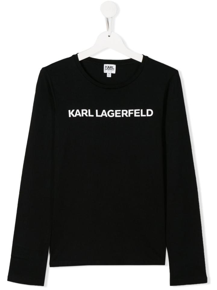 Karl Lagerfeld Kids Logo Print Longsleeved T-shirt - Black