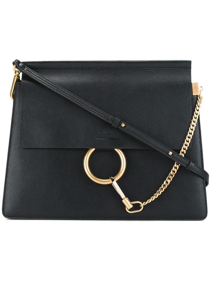 Chloé Faye Shoulder Bag, Women's, Black, Goat Skin/calf Leather/calf Suede