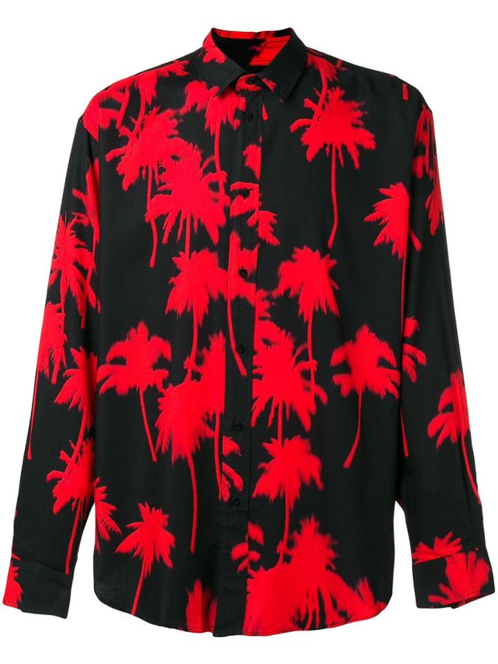 Msgm Printed Button Down Shirt - Black