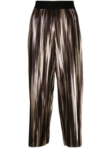 Alice+olivia Metallic Pleat Trousers - Gold
