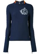 Carven - Open Back Blouse - Women - Silk/nylon/viscose - L, Blue, Silk/nylon/viscose
