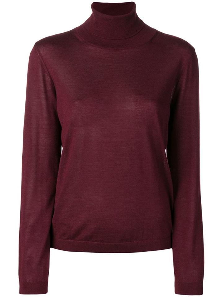 Red Valentino Red (v) Mesh Insert Roll Neck Sweater
