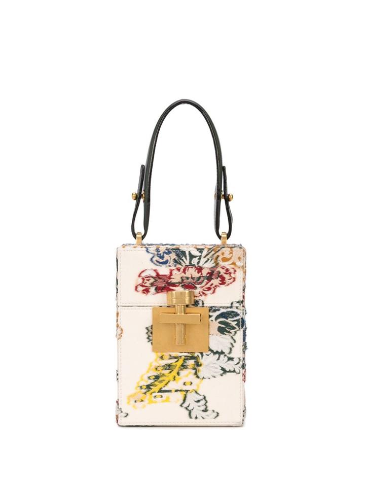 Oscar De La Renta Mini Floral Alibi Box Bag - White