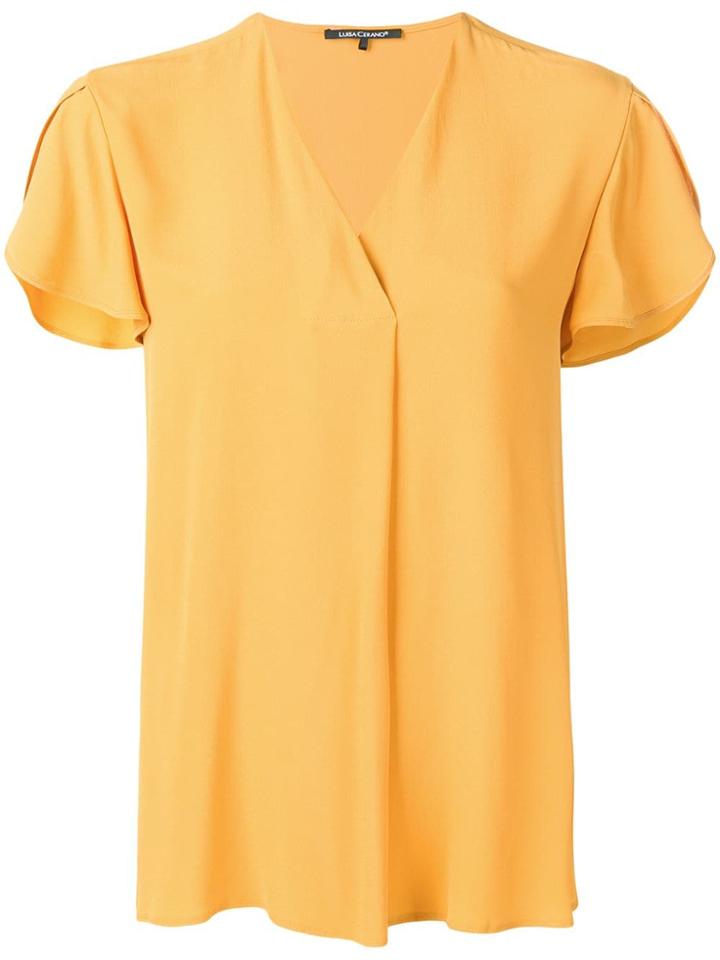 Luisa Cerano Shortsleeved V-neck Blouse - Yellow