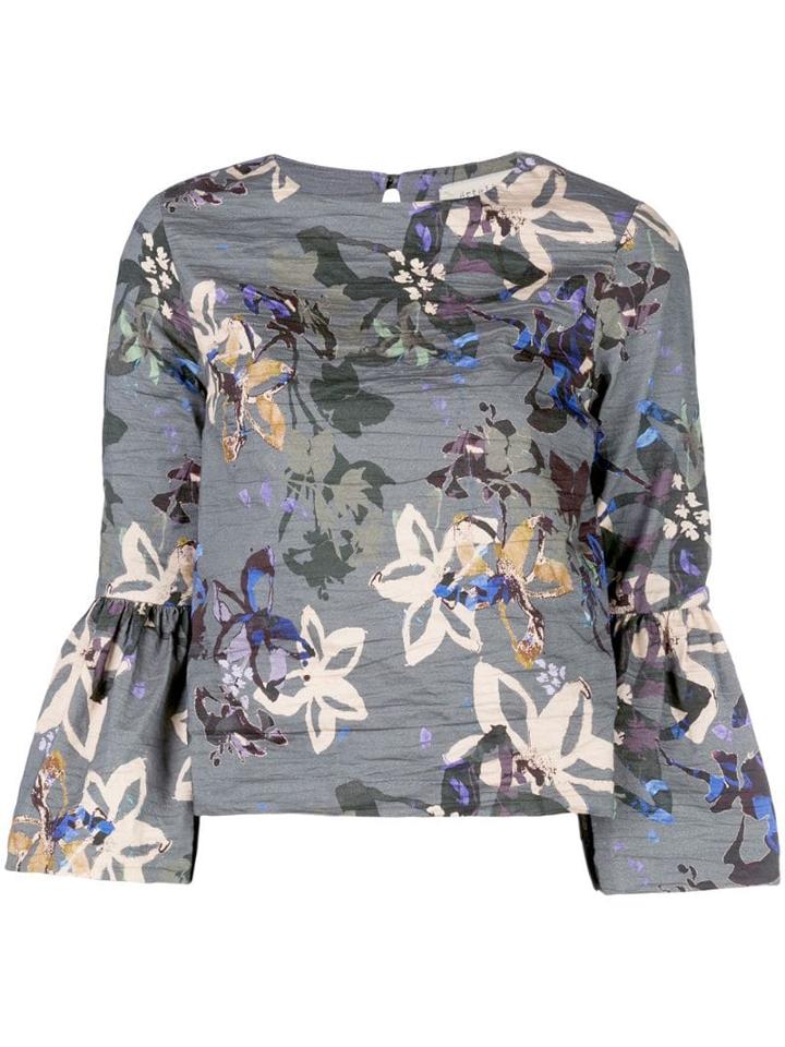 Nicole Miller Autumn Dream Print Blouse - Grey
