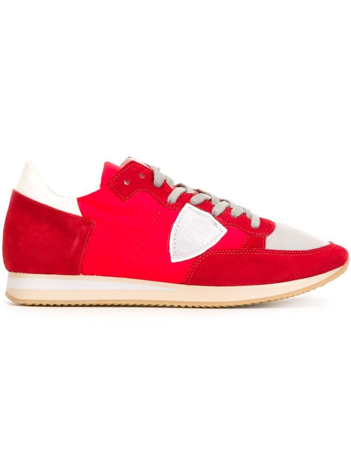 Philippe Model Panelled Low-top Sneakers, Men's, Size: 44, Red, Suede/nylon/polyamide/rubber