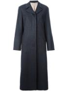 Jil Sander Navy Checked Buttoned Coat