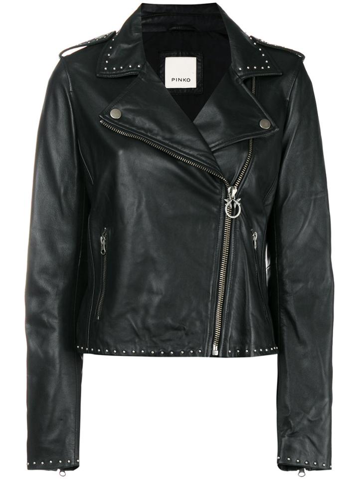 Pinko Studded Biker Jacket - Black