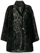 Liska Bell Oversized Coat - Black