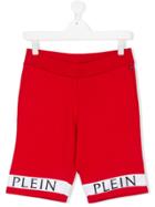 Philipp Plein Junior Teen Break Your Heart Track Shorts - Red