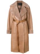 Blancha Belted Trench Coat - Brown