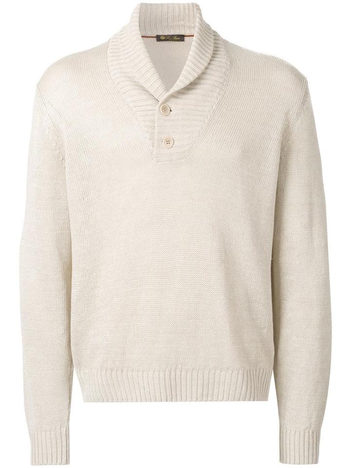 Loro Piana Henley Jumper, Men's, Size: 54, Nude/neutrals, Linen/flax